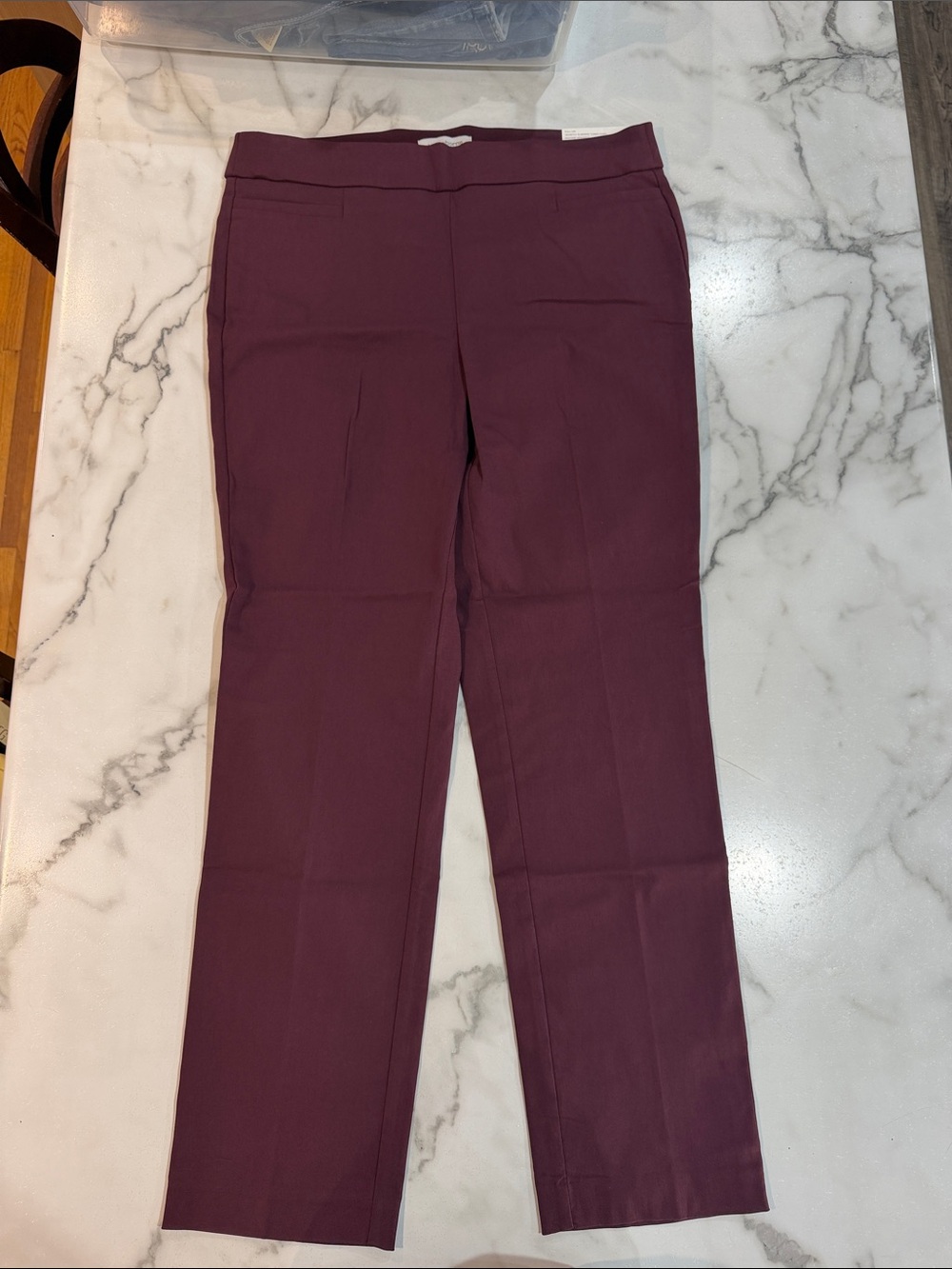 Liz Claiborne Tailored Straight-Leg Pants in Deep Plum
